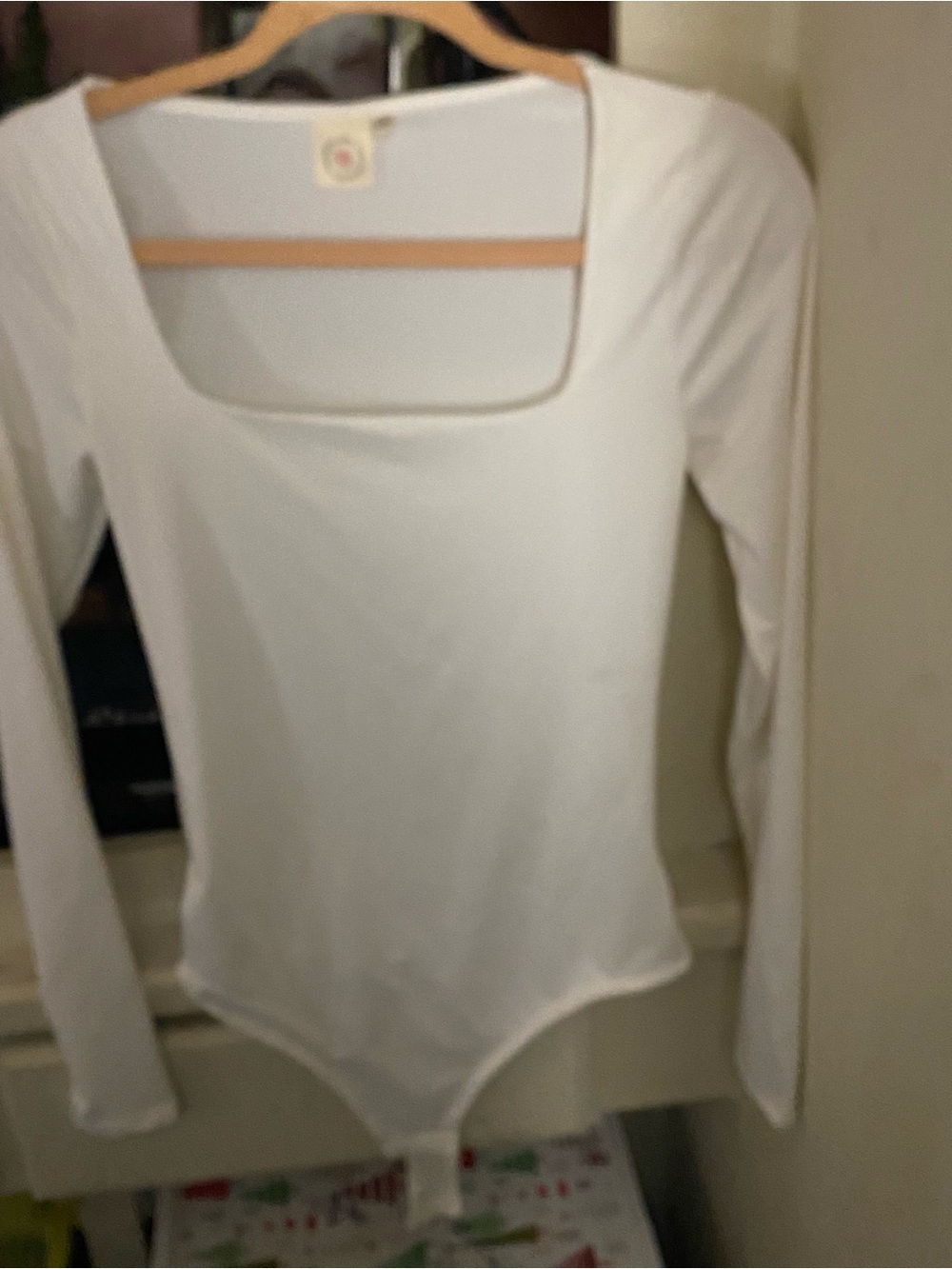 Square Neck White Long-Sleeve Bodysuit - Classic Women's Staple